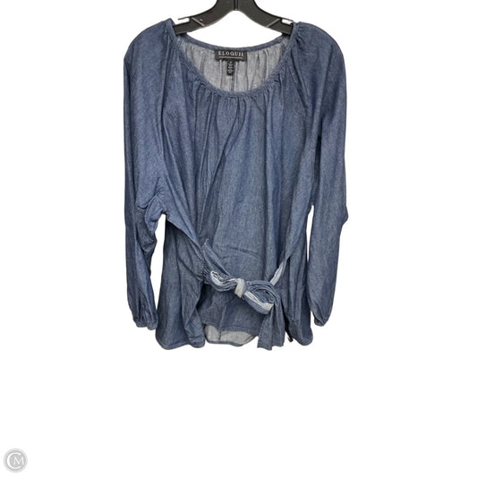 Top Long Sleeve By Eloquii In Blue Denim, Size: 3x