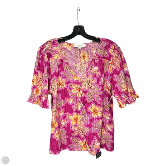 Top Short Sleeve By Loft In Pink, Size: L