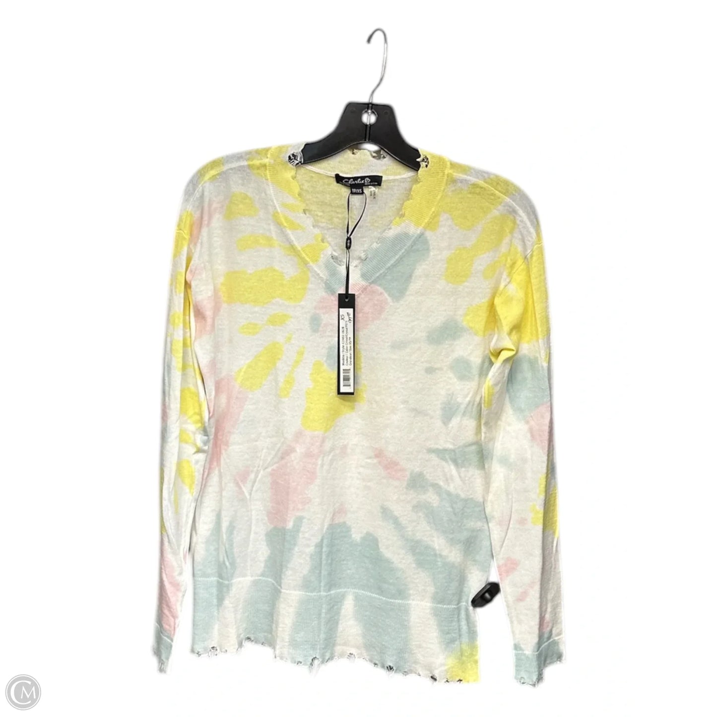 Top Long Sleeve By Charlie B In White & Yellow, Size: Xs