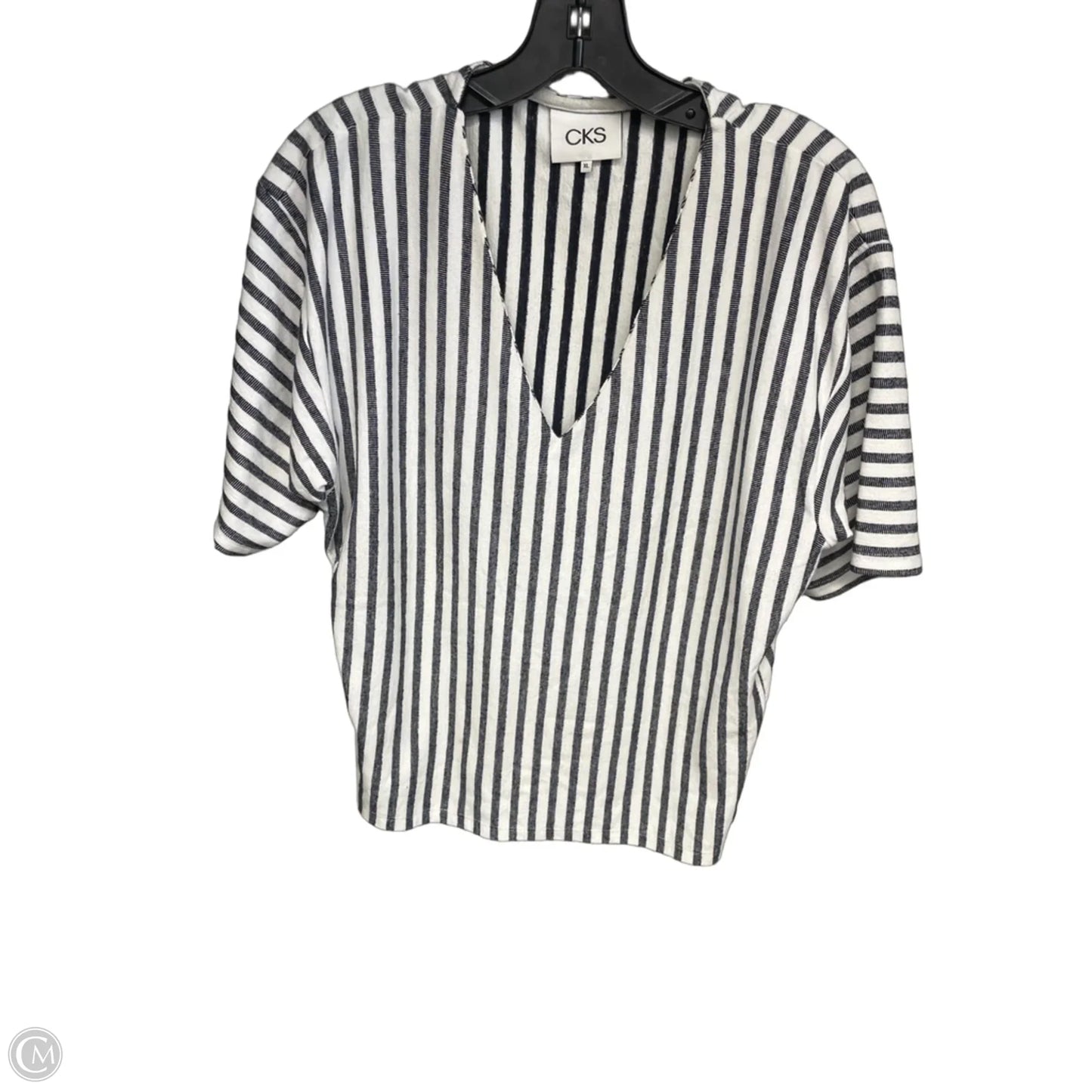 Top Short Sleeve By Clothes Mentor In Blue & White, Size: Xl