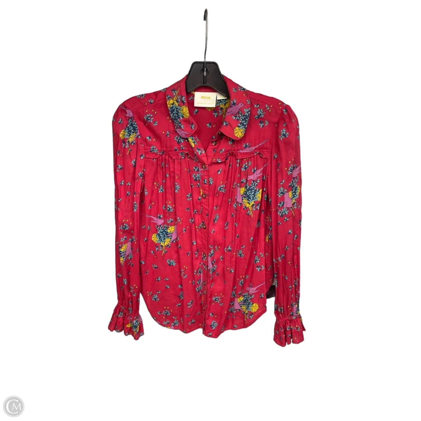 Top Long Sleeve By Maeve In Red & Silver, Size: 2
