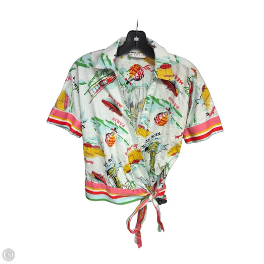 Top Short Sleeve By Trina Turk In Green & Pink, Size: S