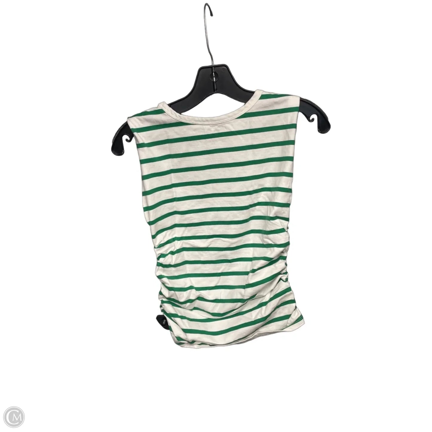 Top Short Sleeve By Loft In Green & White, Size: S