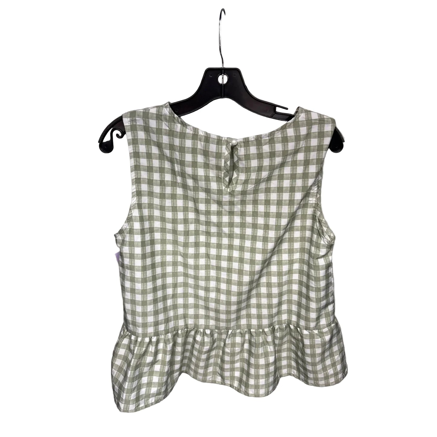 Top Sleeveless By Shein In Green & White, Size: L
