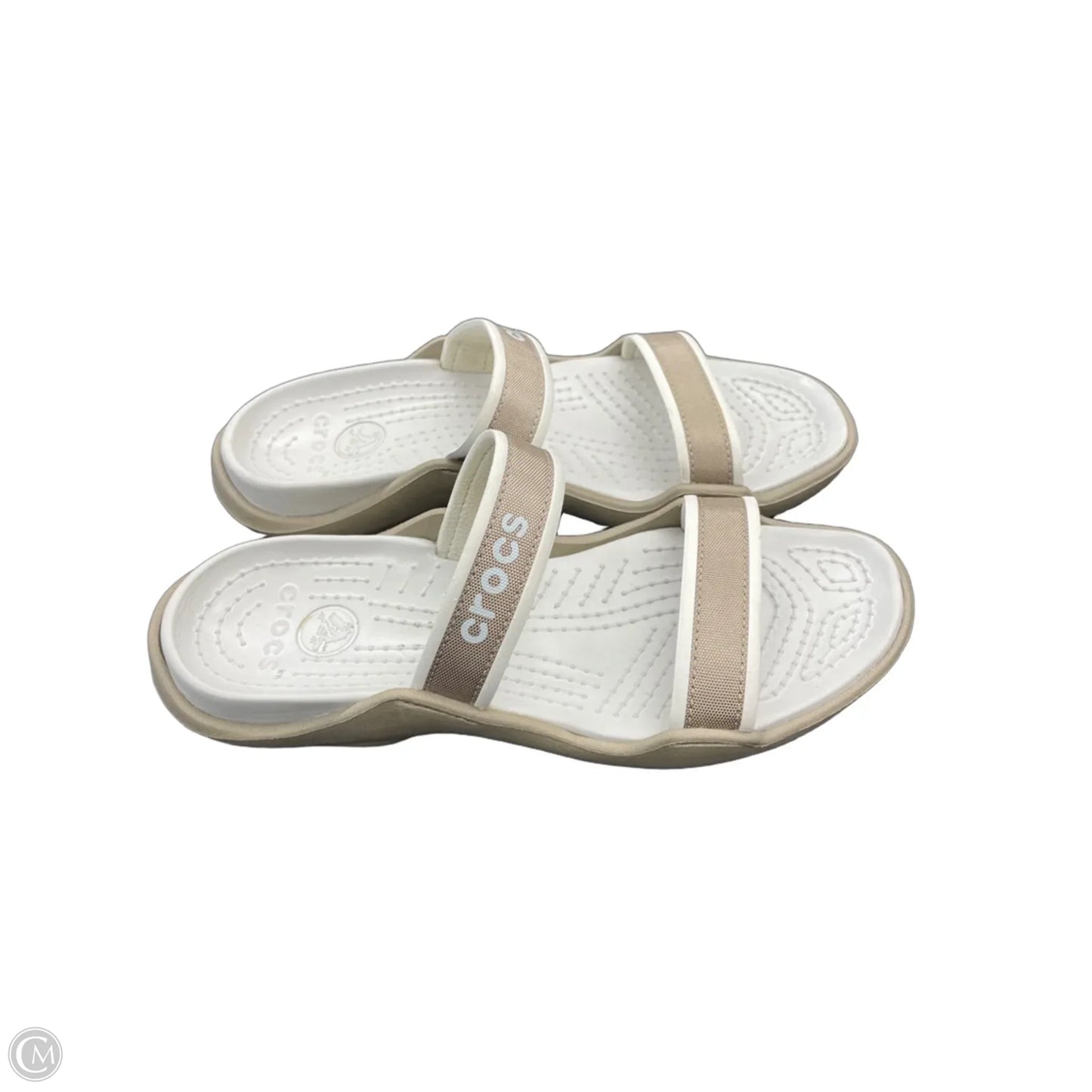 Sandals Flats By Crocs In Gold, Size: 10