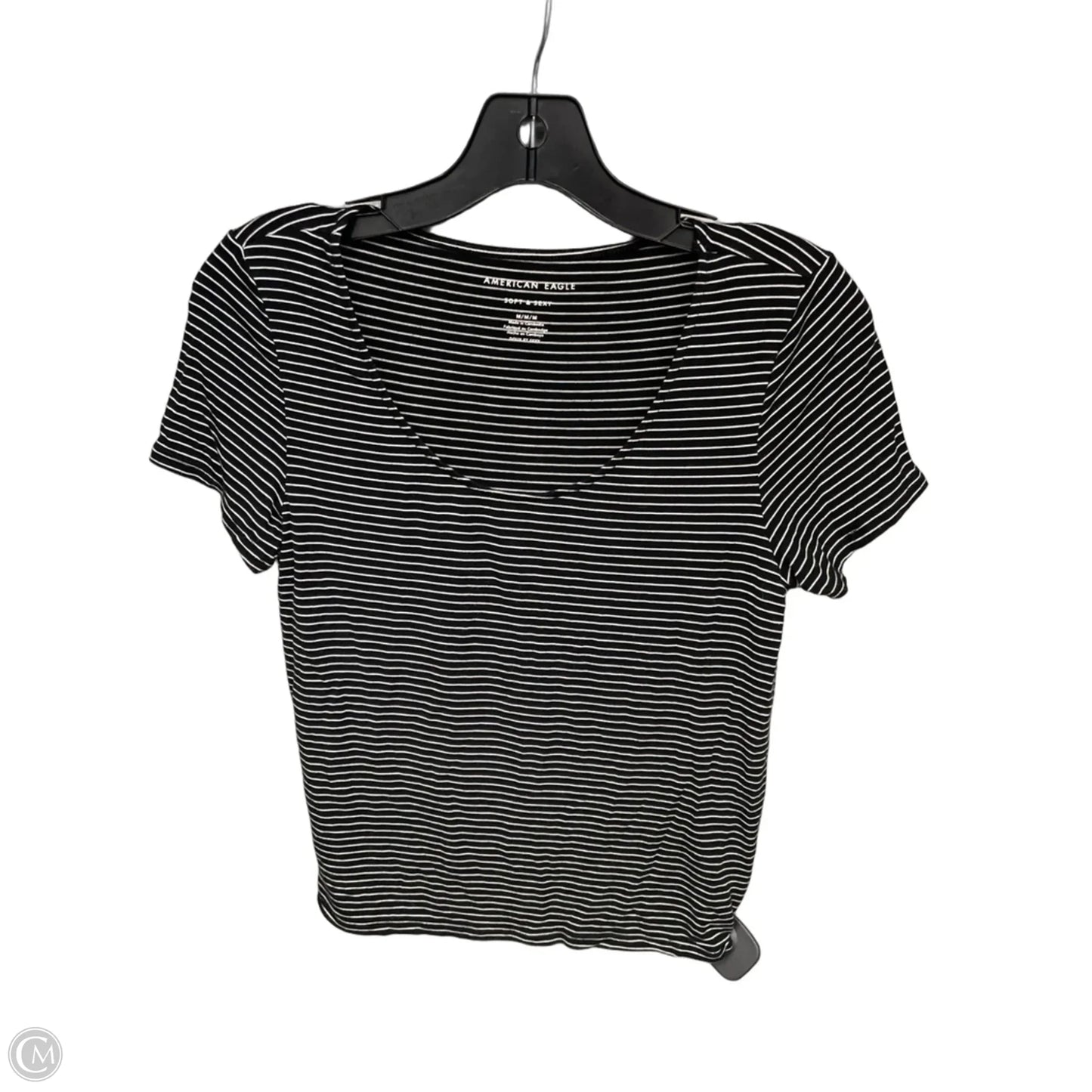 Top Short Sleeve Basic By American Eagle In Black & White, Size: M