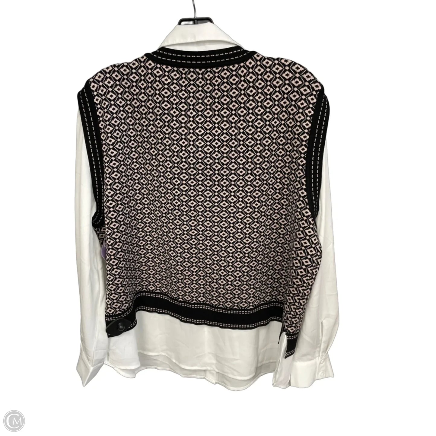 Sweater By Adrianna Papell In Black & White, Size: Xl