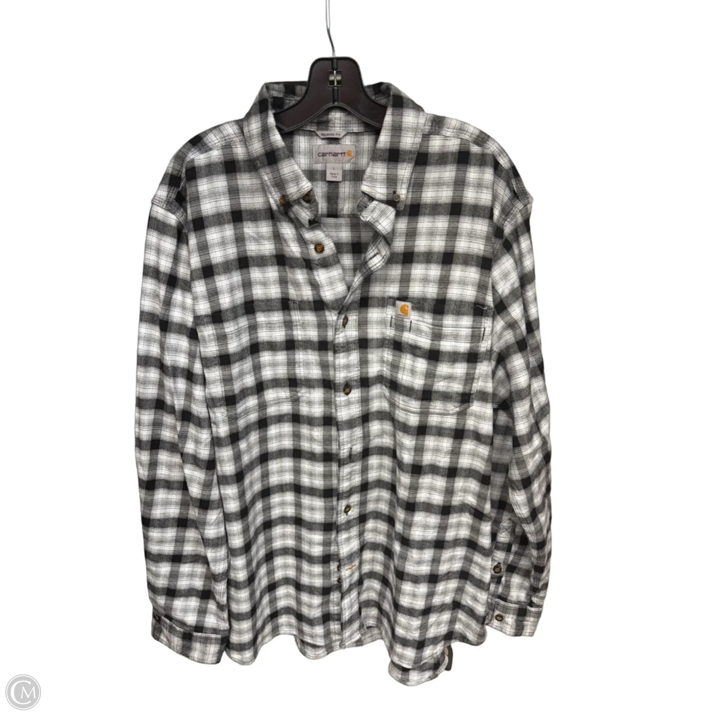 Top Long Sleeve By Carhartt In Plaid Pattern, Size: L