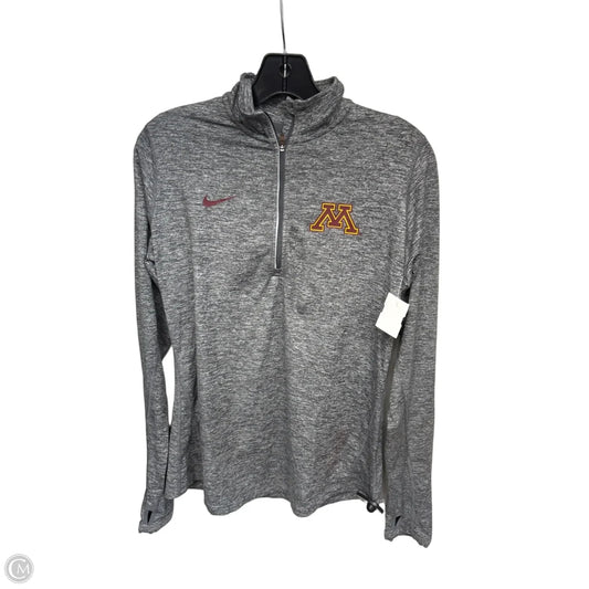Athletic Top Long Sleeve Collar By Nike Apparel In Grey, Size: M