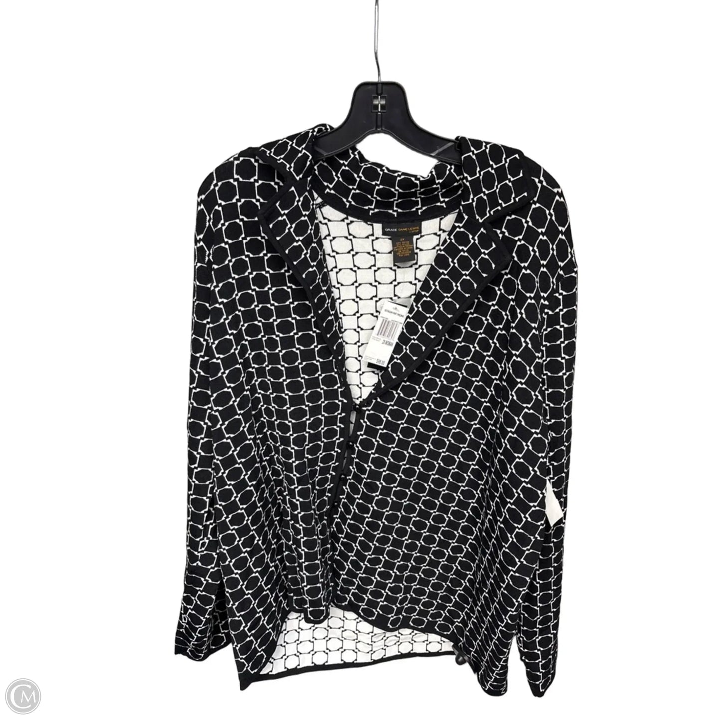 Cardigan By Clothes Mentor In Black & White, Size: 2x