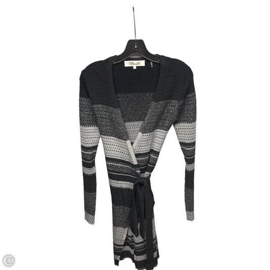 Cardigan Designer By Diane Von Furstenberg In Black & Grey, Size: S