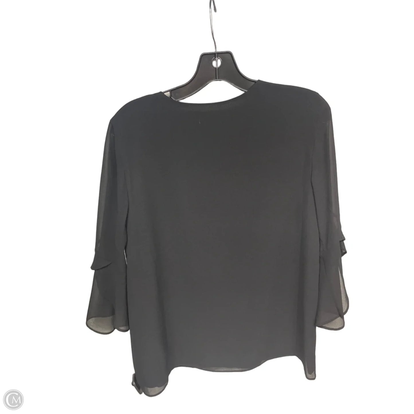 Top 3/4 Sleeve By Calvin Klein In Black, Size: M