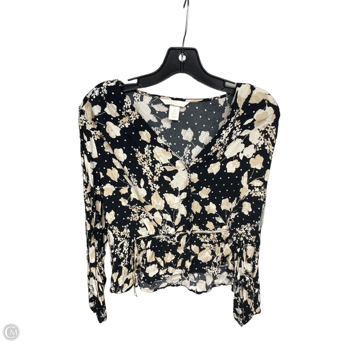 Top Long Sleeve By H&m In Black & Cream, Size: 6