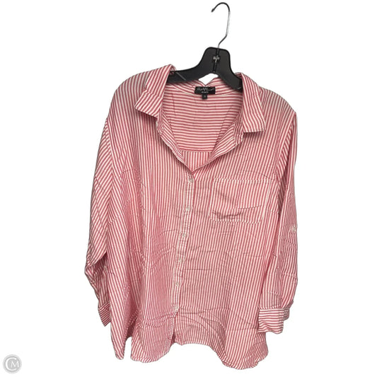 Top Long Sleeve By Velvet Heart In Red & White, Size: 3x