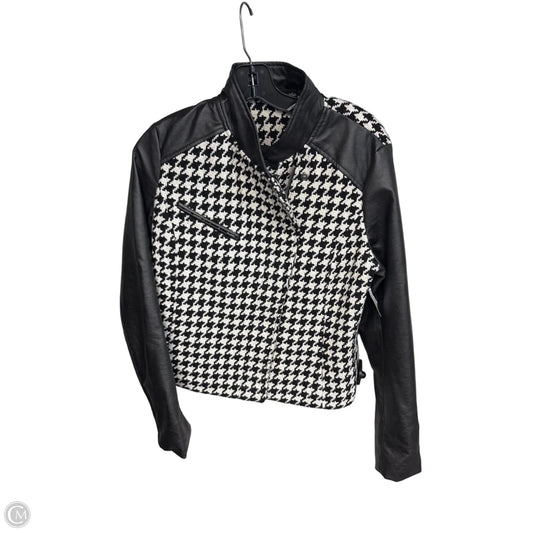 Jacket Moto By Ana In Black & White, Size: L