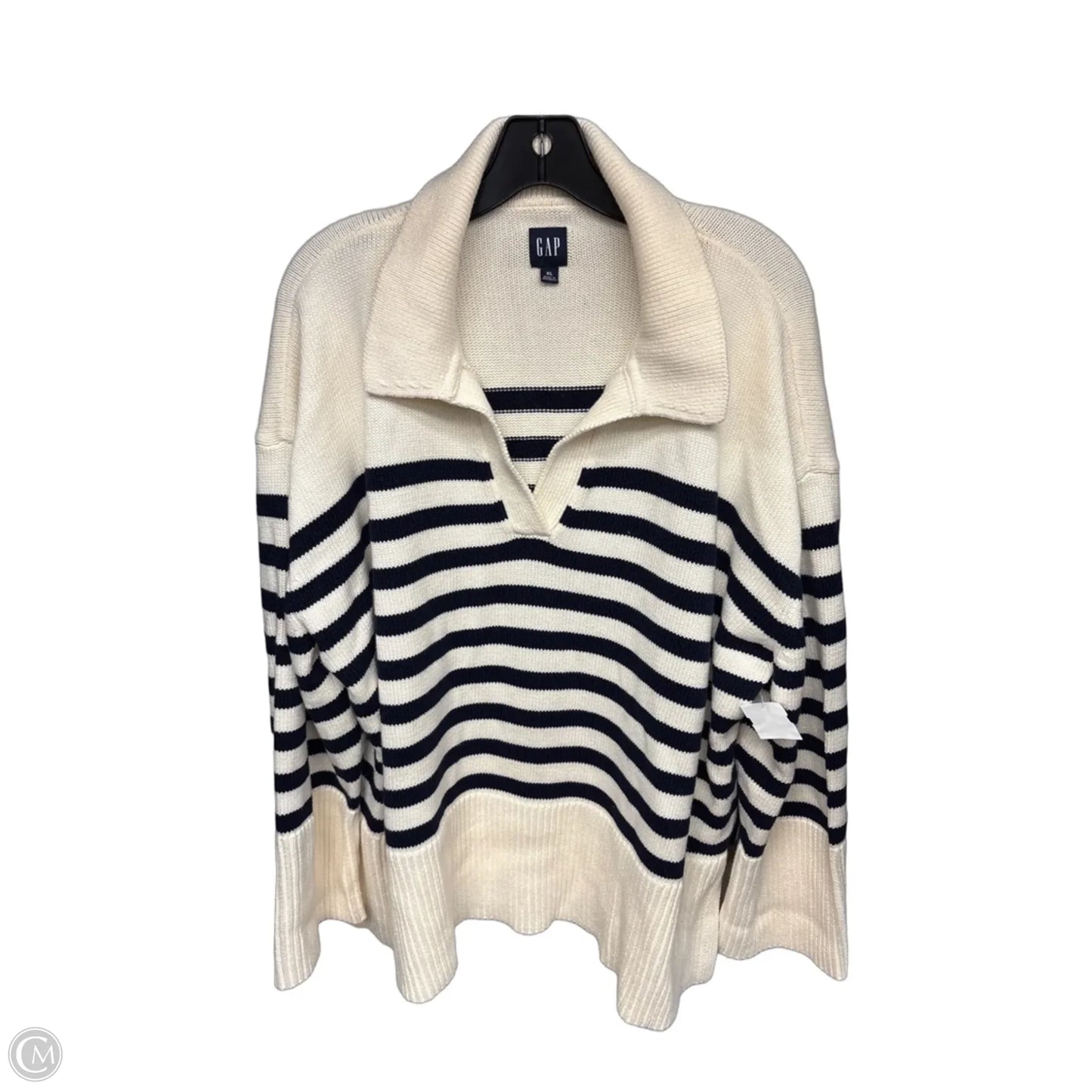 Sweater By Gap In Blue & Cream, Size: Xl