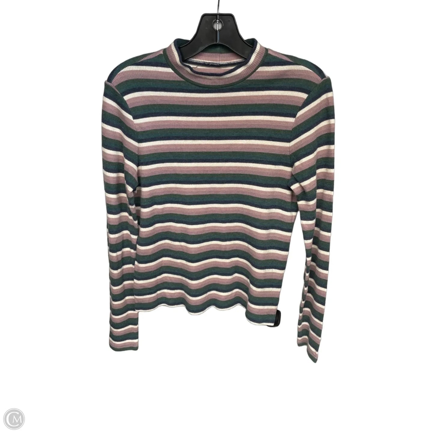 Top Long Sleeve By American Eagle In Striped Pattern, Size: M