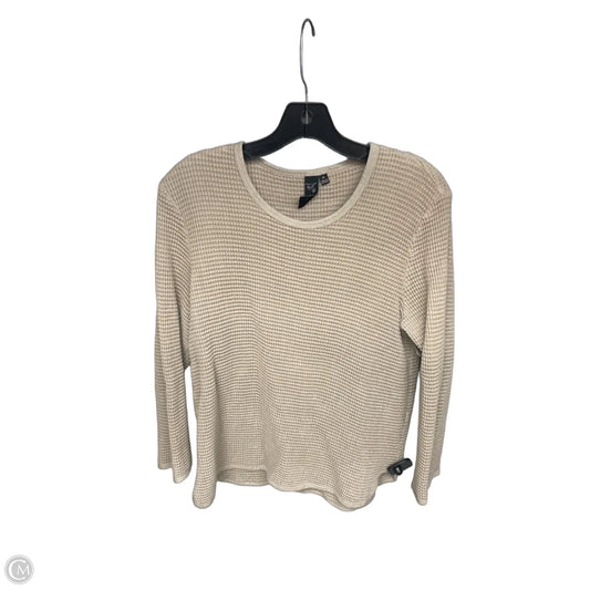 Top Long Sleeve By Focus In Tan, Size: M