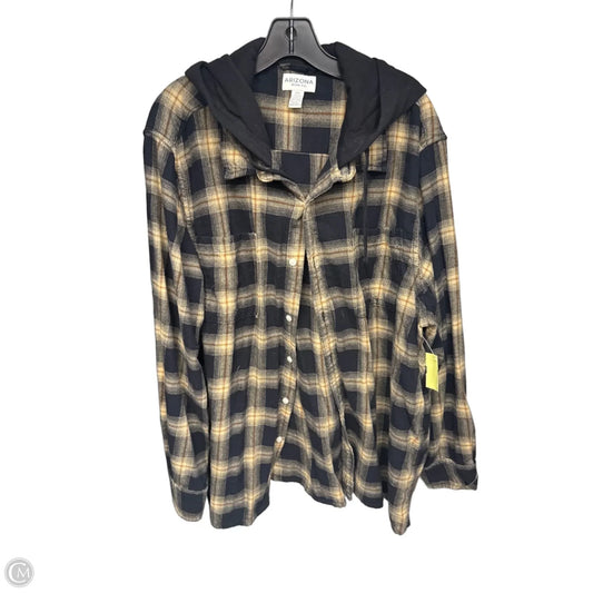 Jacket Shirt By Arizona In Black & Tan, Size: Xxl