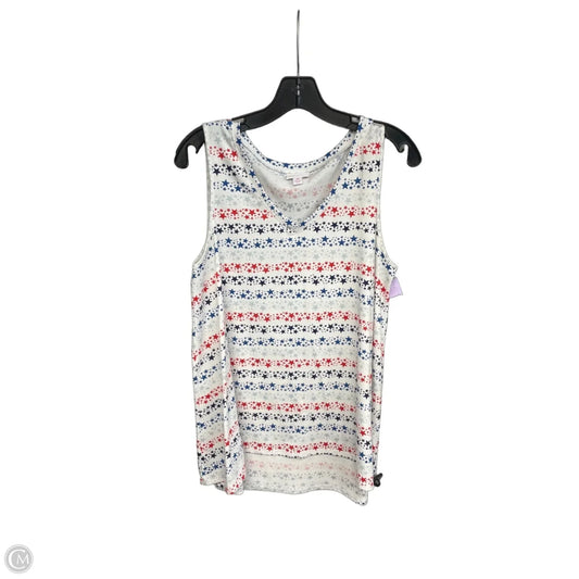 Top Sleeveless By Lularoe In Blue & Red & White, Size: M