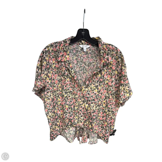 Top Short Sleeve By Nine West In Floral Print, Size: L
