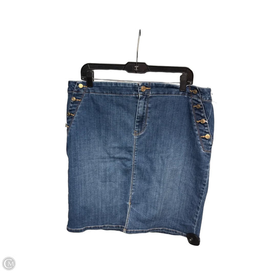Skirt Midi By Chicos In Blue Denim, Size: Xl