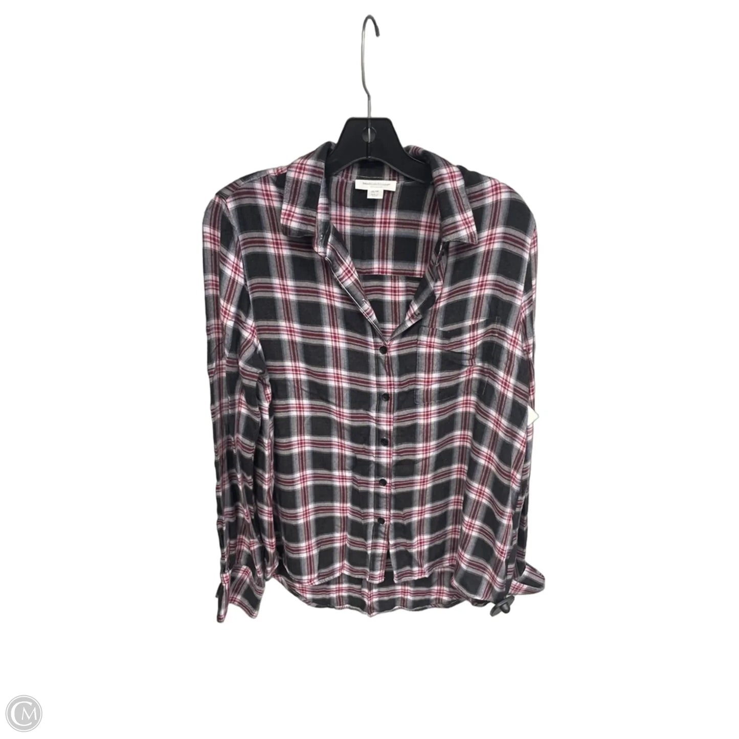 Top Long Sleeve By Beachlunchlounge In Plaid Pattern, Size: M