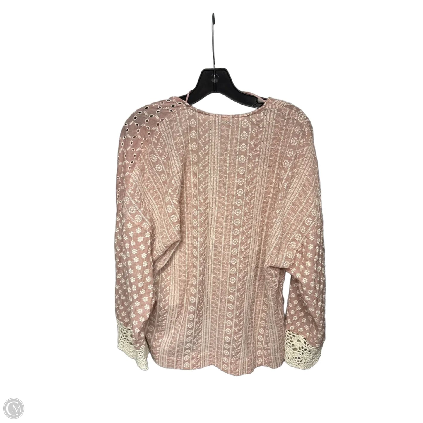 Top Long Sleeve By Zara In Pink & White, Size: M