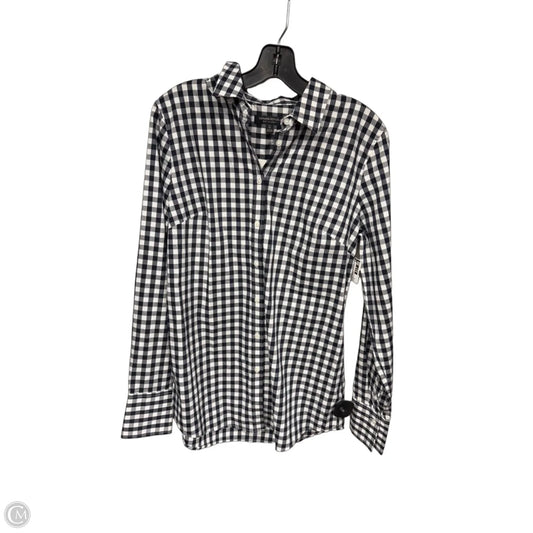 Blouse Long Sleeve By Banana Republic In Plaid Pattern, Size: 8