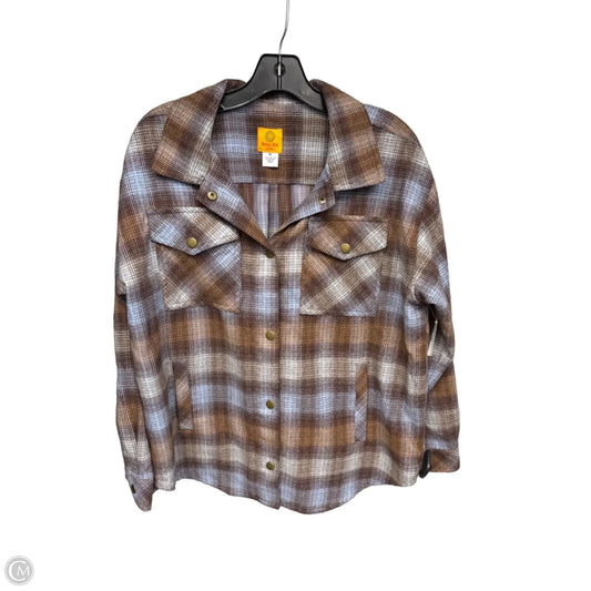 Jacket Shirt By Ruby Rd In Blue & Brown, Size: Lp