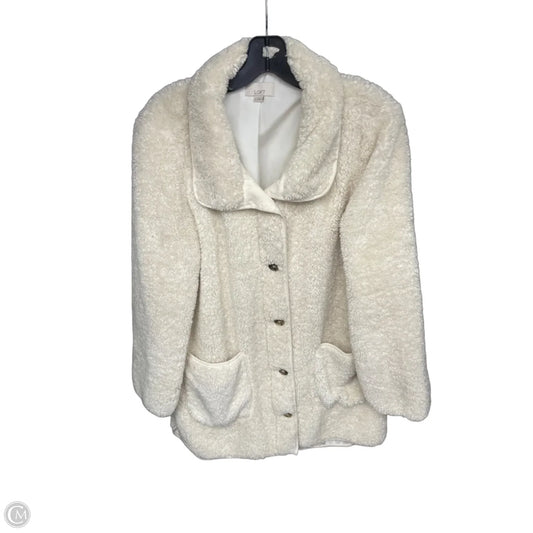 Jacket Faux Fur & Sherpa By Loft In Cream, Size: M