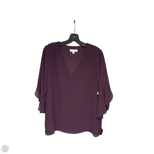 Blouse Short Sleeve By Calvin Klein In Purple, Size: M