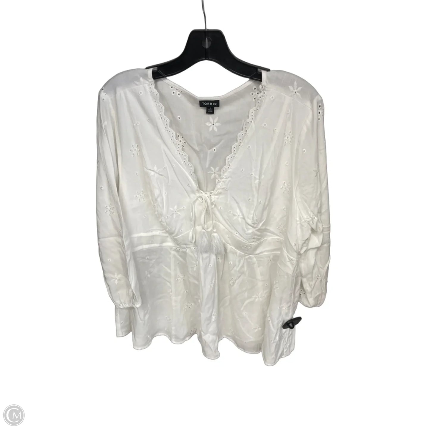 Blouse 3/4 Sleeve By Torrid In White, Size: Xl