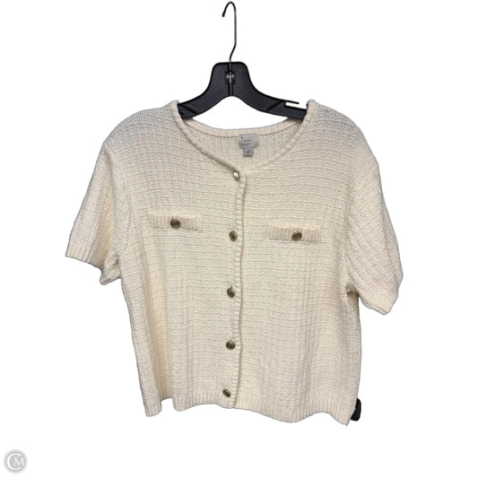 Sweater Short Sleeve By A New Day In Cream, Size: L