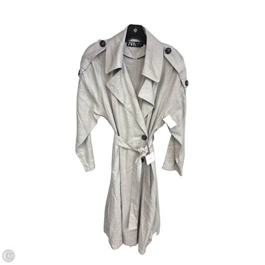 Coat Trench Coat By Zara In Grey, Size: Xs