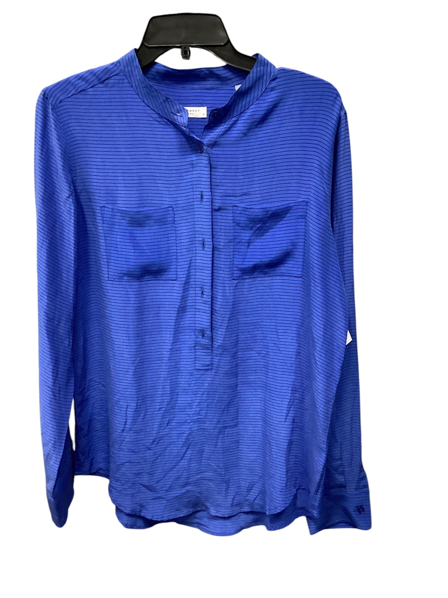 Top Long Sleeve Designer By Equipment In Blue, Size: M