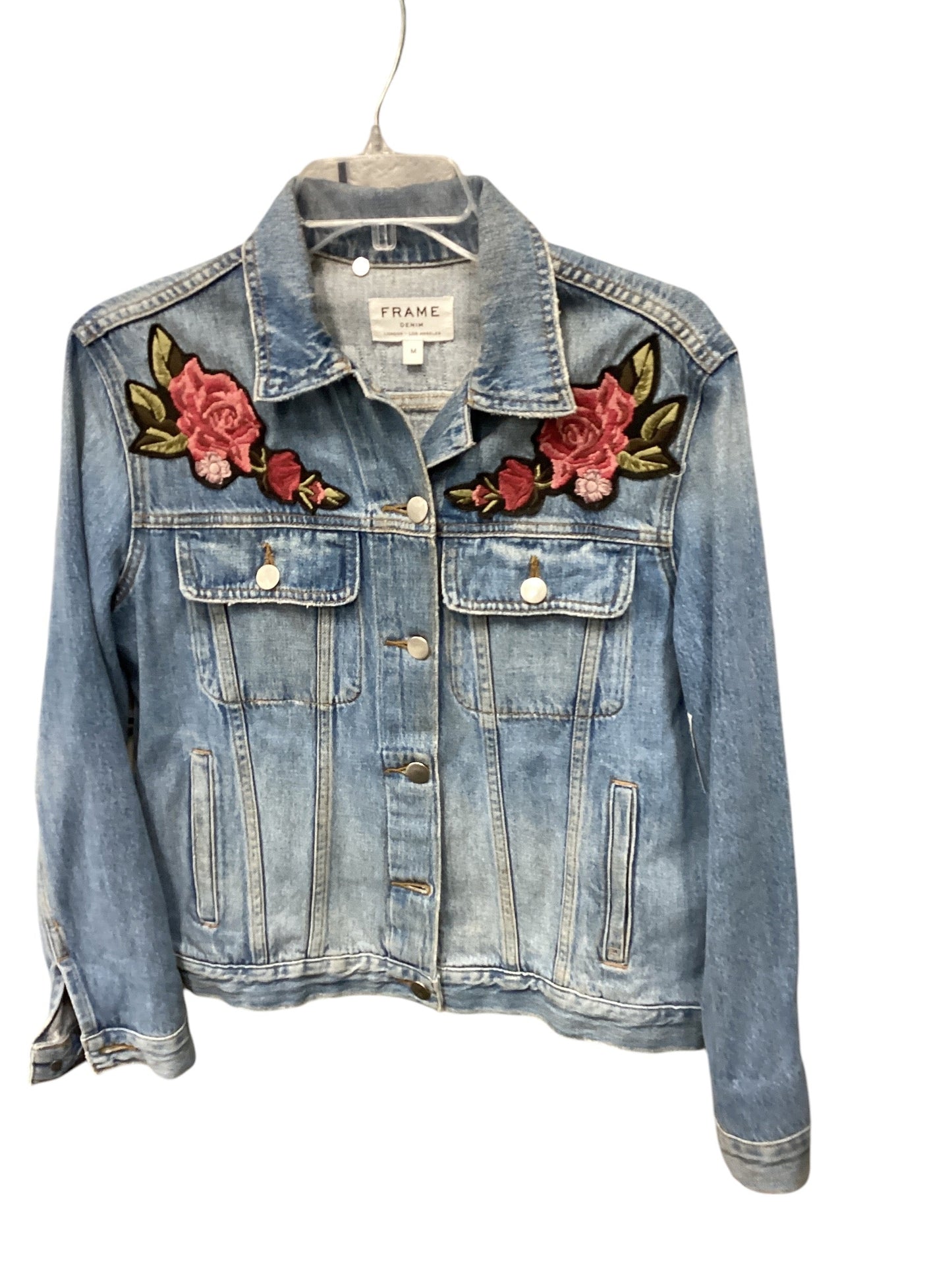 Jacket Denim By Frame In Blue Denim, Size: M