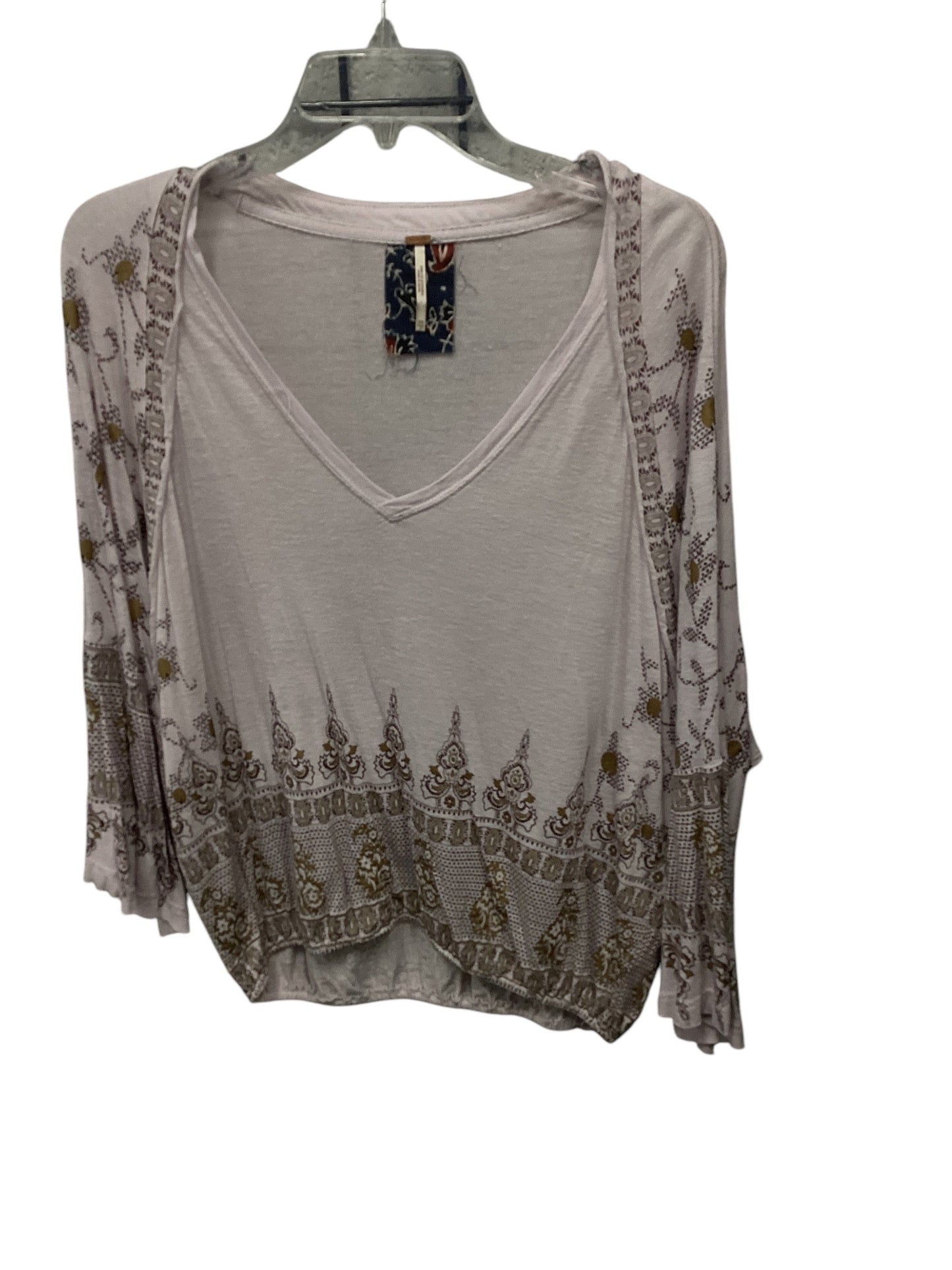 Top 3/4 Sleeve By Free People In Paisley Print, Size: Xs