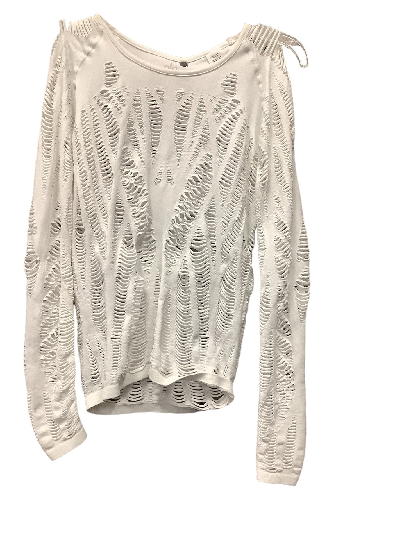 White Athletic Top Long Sleeve Crewneck Alo, Size M