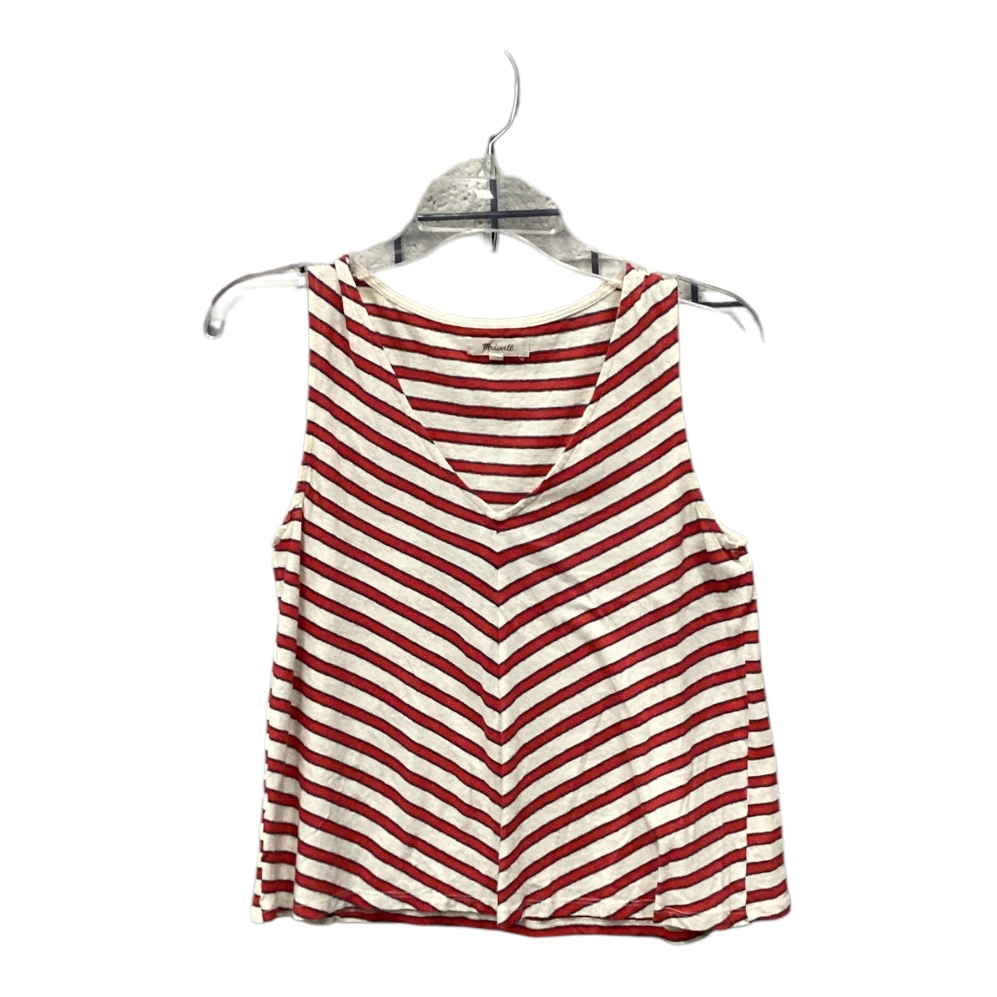 Top Sleeveless By Madewell In Red & White, Size: Xs