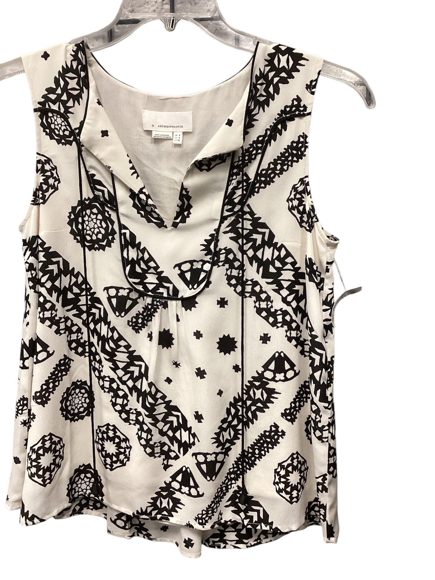 Top Sleeveless By Anthropologie In Black & White, Size: 0