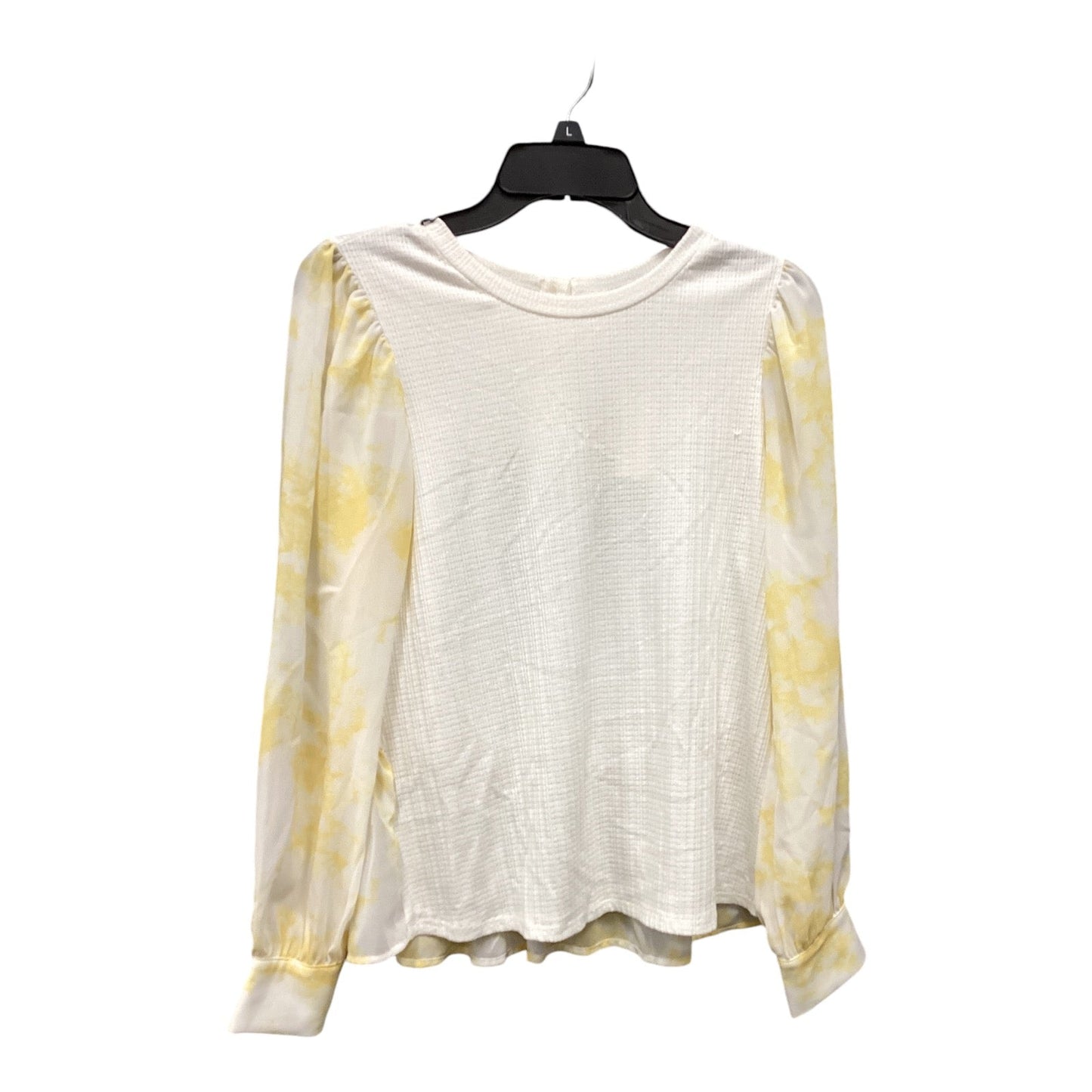 Top Long Sleeve By Anthropologie In White & Yellow, Size: Xs