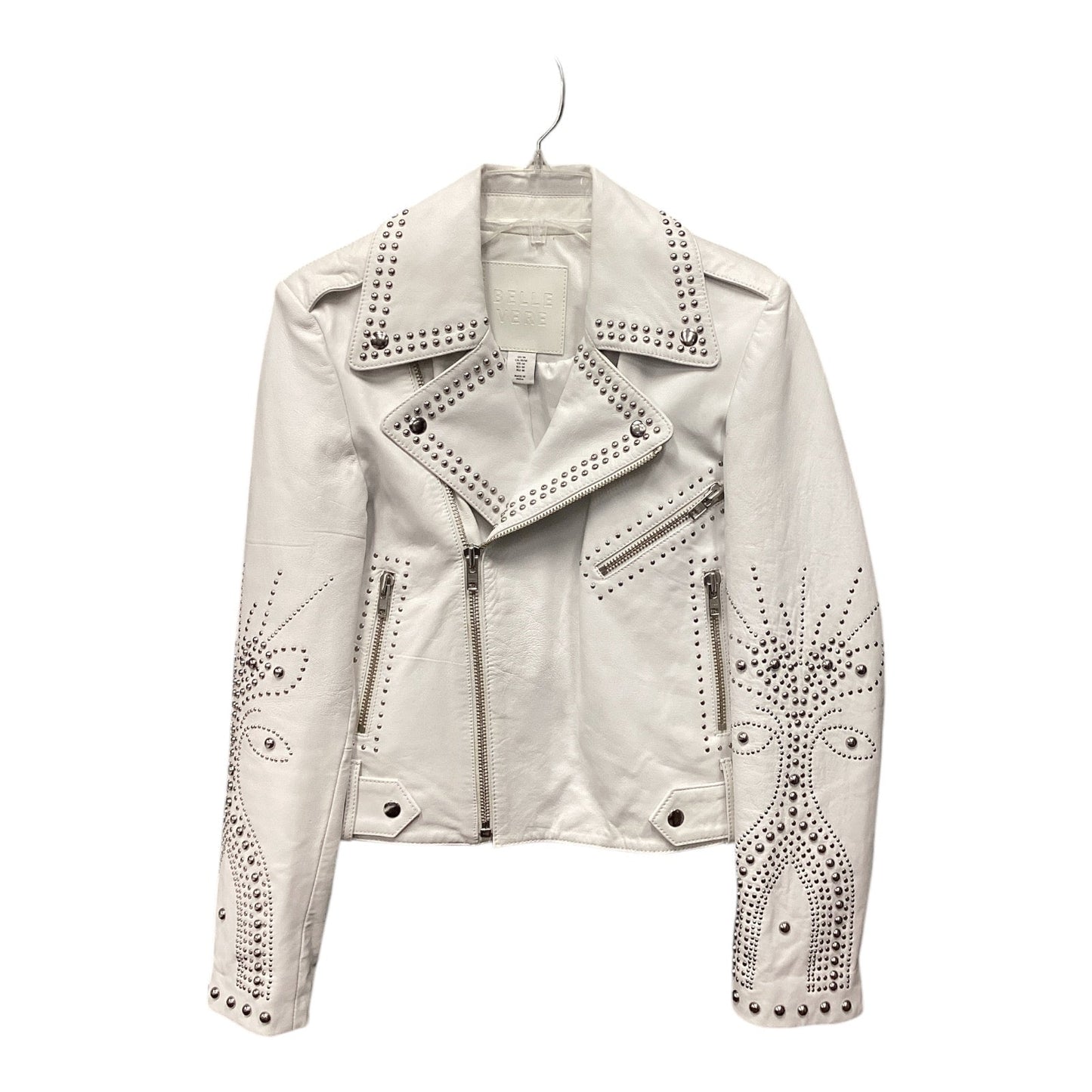 Jacket Leather By Clothes Mentor In White, Size: M