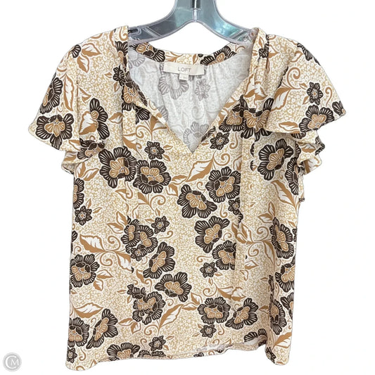 Top Short Sleeve By Loft In Brown, Size: S