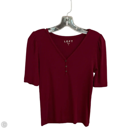 Top Short Sleeve Basic By Loft In Maroon, Size: S