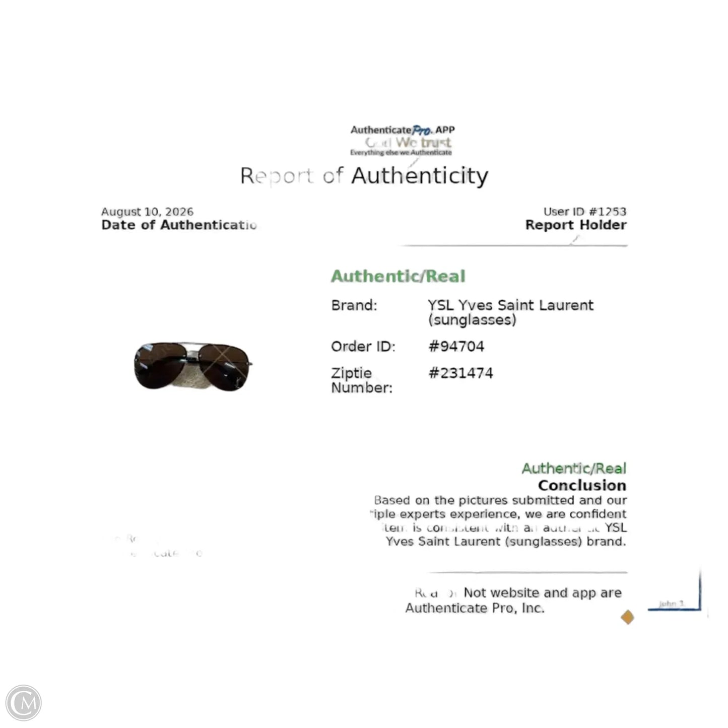 Sunglasses Luxury Designer By Yves Saint Laurent, Size: