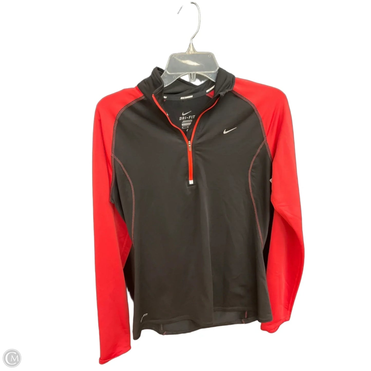 Athletic Top Long Sleeve Collar By Nike Apparel In Black, Size: M