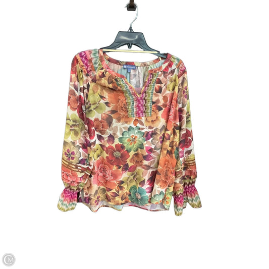 Top Long Sleeve By Democracy In Multi-colored, Size: L