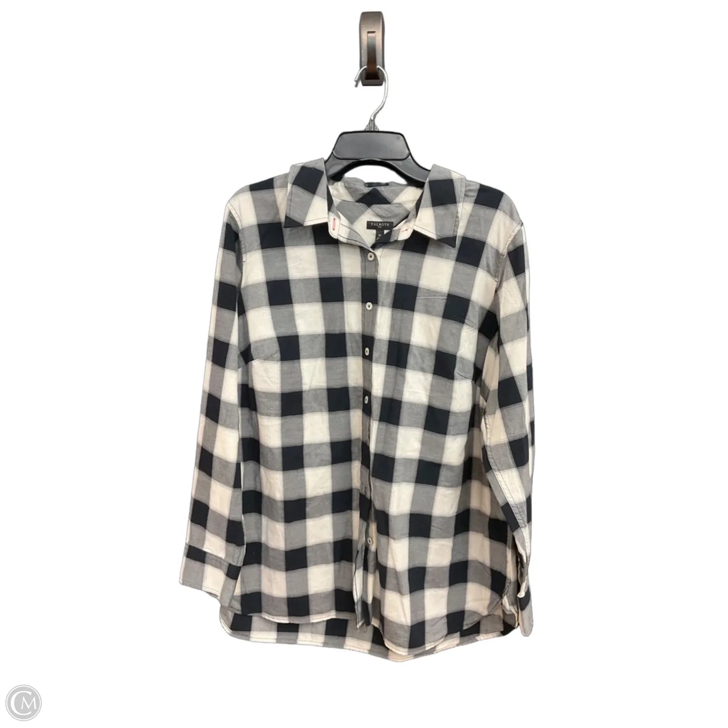 Blouse Long Sleeve By Talbots In Plaid Pattern, Size: 1x