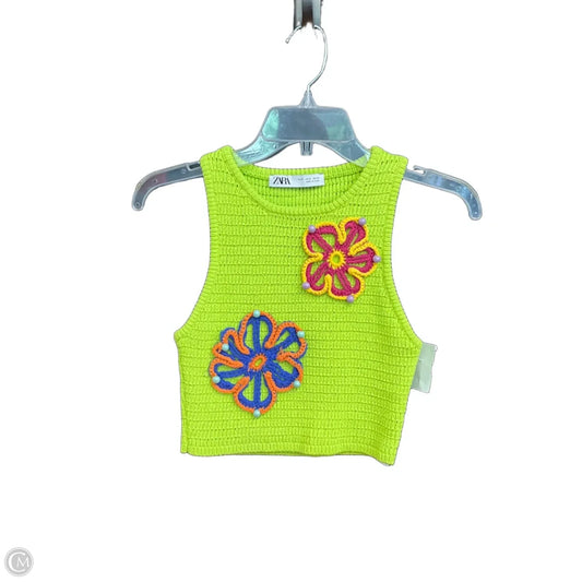 Top Sleeveless By Zara In Green, Size: S